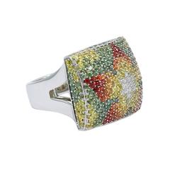 NINI Multi-Color Sapphires Diamonds White Gold Ring