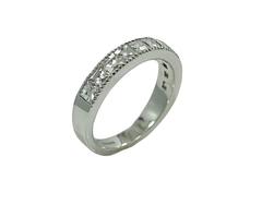 18 Karat White Gold Half Way Bamboo Diamond Band Ring