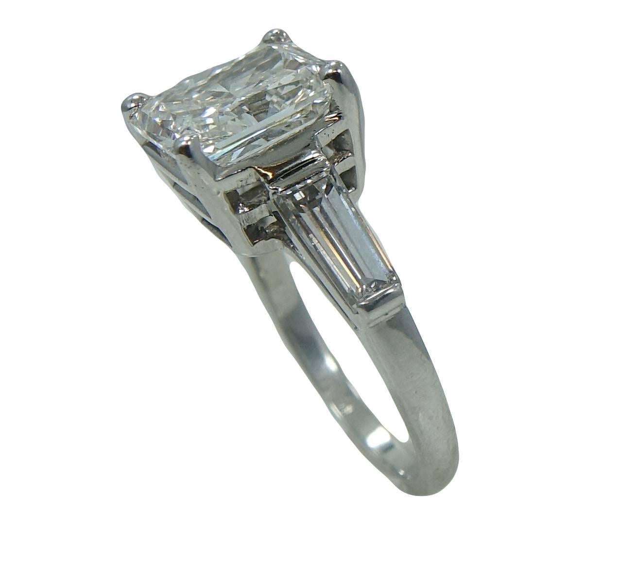 4.82 Carat Radiant Cut GIA Diamond Platinum Engagement Ring In Excellent Condition For Sale In Naples, FL