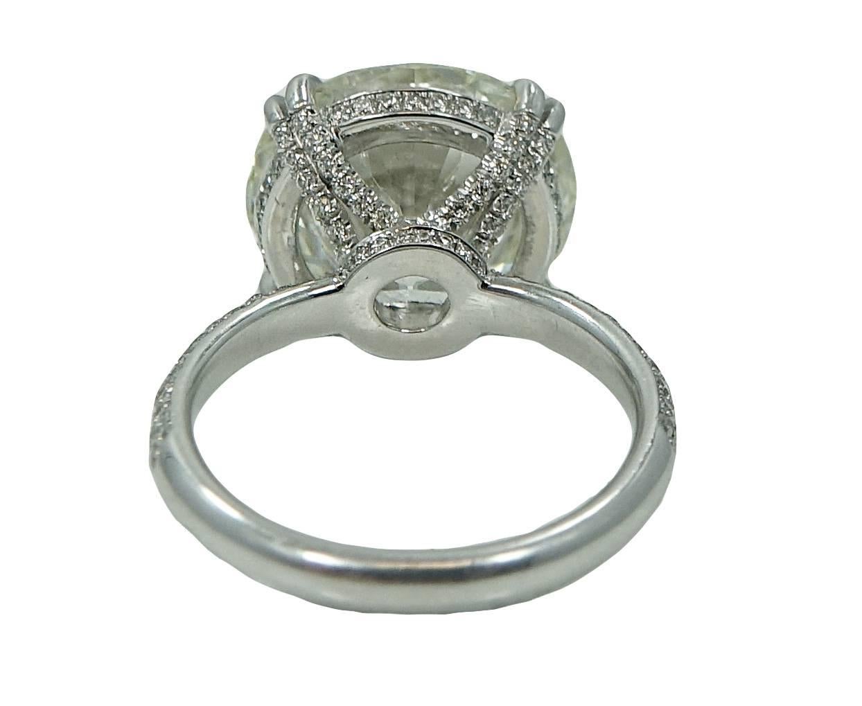10.36 Carat Round Brilliant Diamond Platinum Engagement Ring In New Condition For Sale In Naples, FL