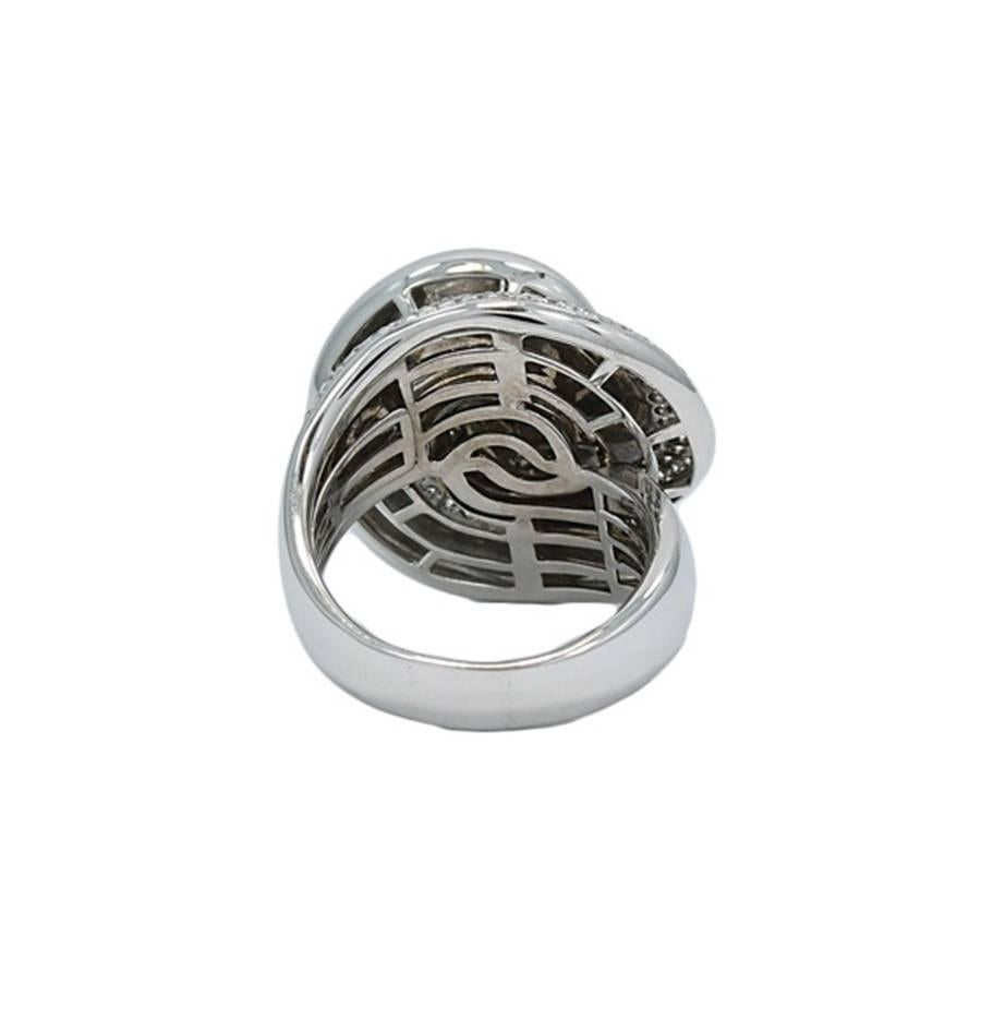 Women's or Men's Roberto Coin White Gold Diamond Swirl Ring For Sale