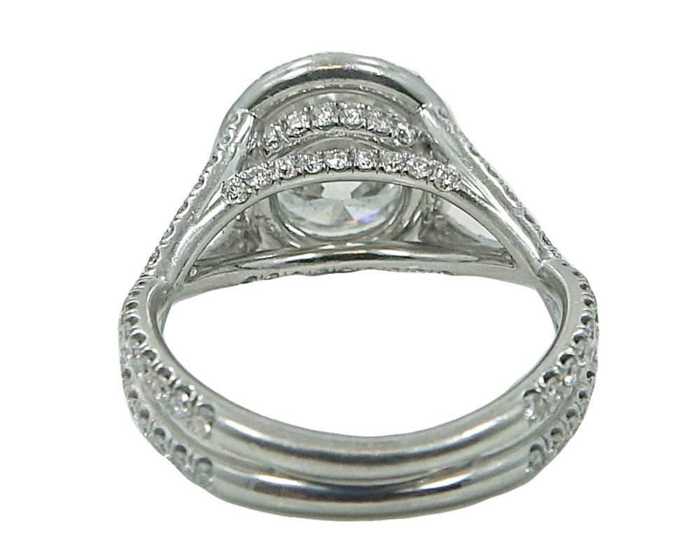 Women's 2.52 Carat Round Brilliant Diamond Platinum Engagement Ring For Sale