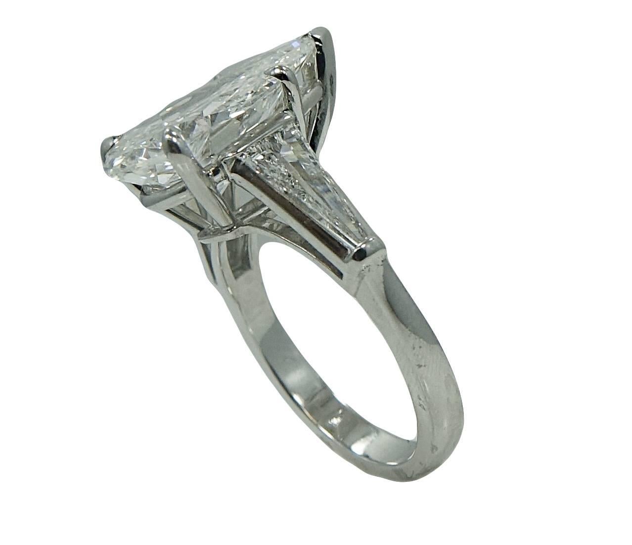  5.04 Carat Pear Shaped Diamond Platinum Engagement Ring In Excellent Condition For Sale In Naples, FL