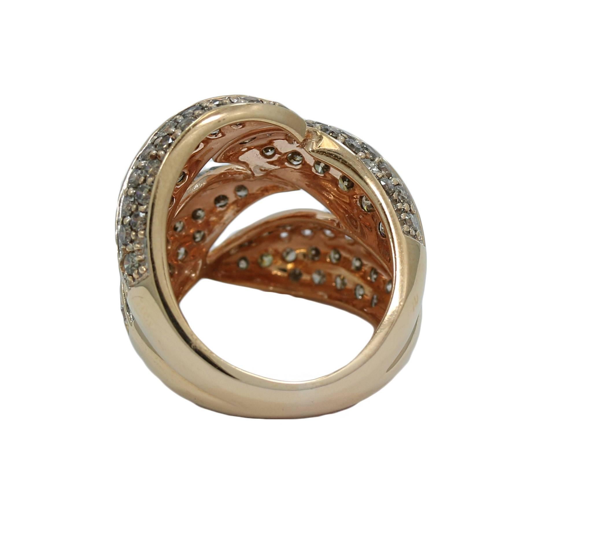 Gorgeous Brown Diamond Rose Gold Fashion Ring In Excellent Condition For Sale In Naples, FL