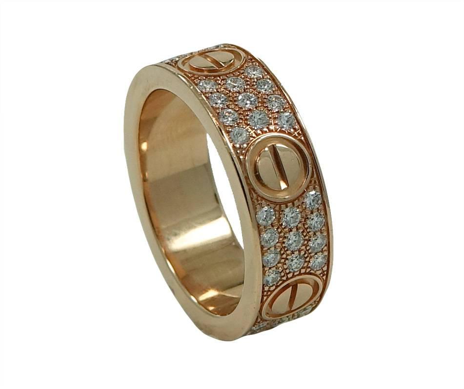 Cartier Rose Gold Love Band Ring In Excellent Condition For Sale In Naples, FL