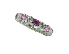 Roberto Coin Cento Pink Sapphire Diamond White Gold Eternity Band Ring