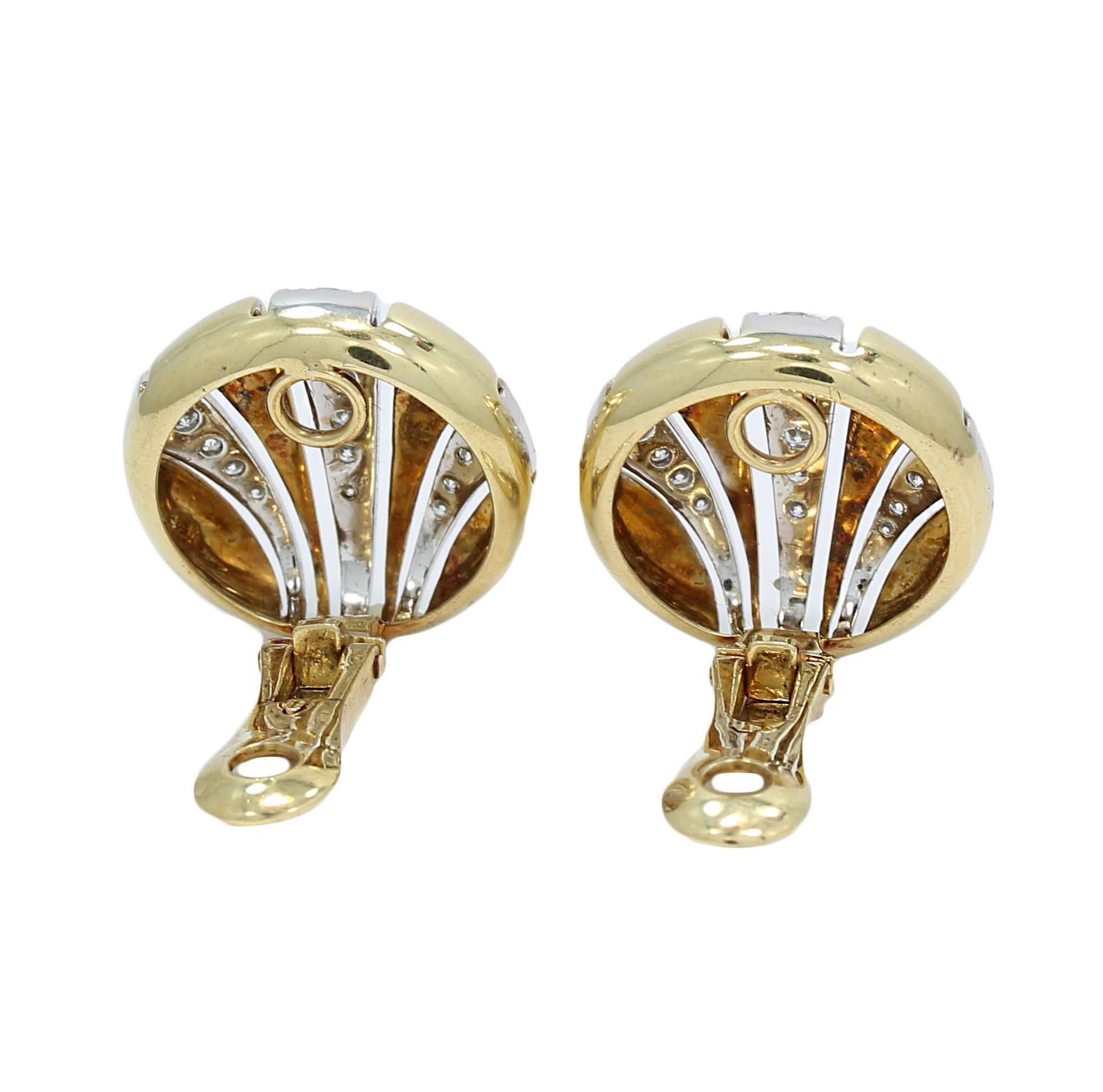 Van Cleef & Arpels Diamond Yellow Gold Earrings In Good Condition For Sale In Naples, FL