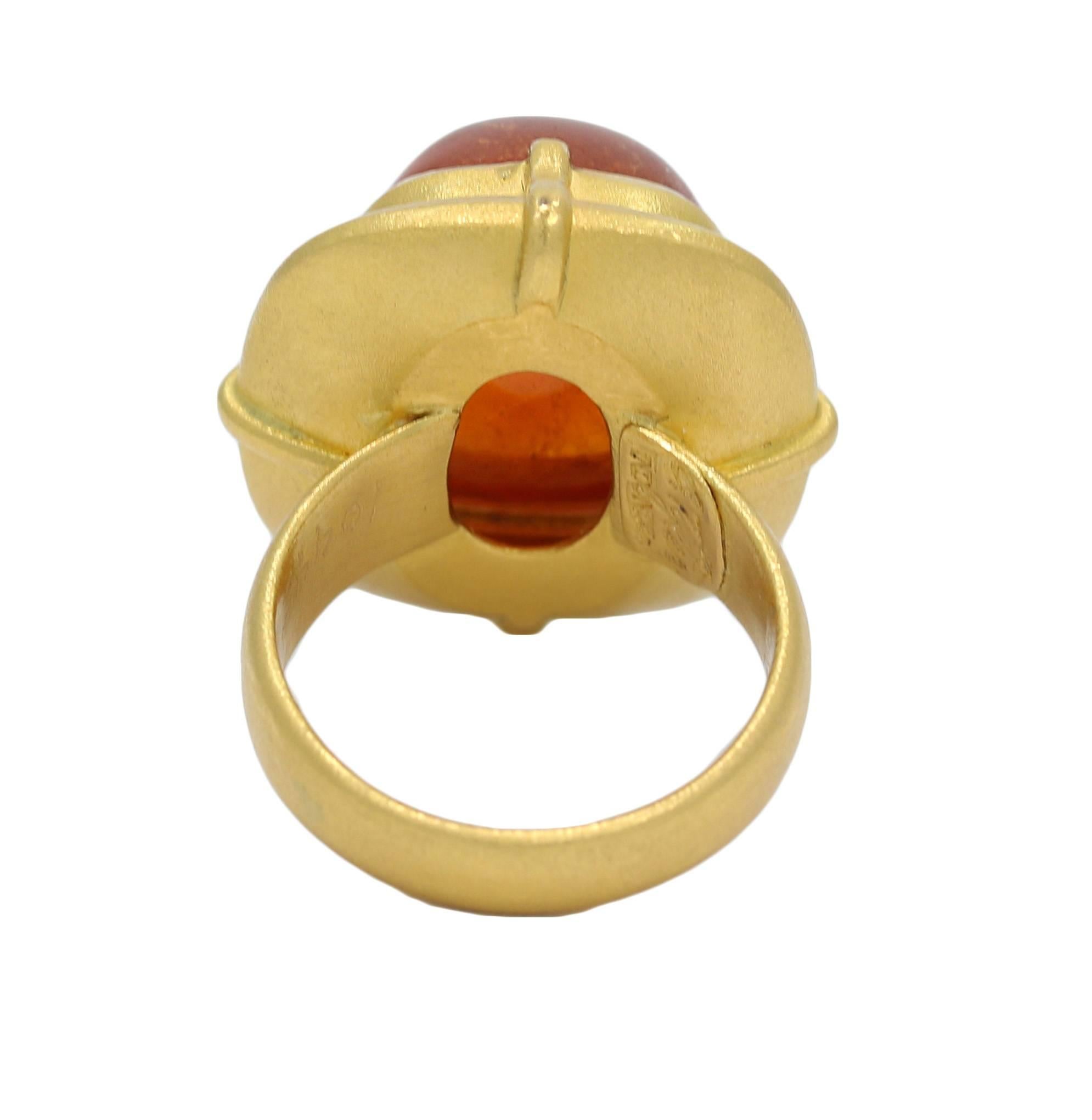 C Tyler Mandarin Garnet Yellow Gold Ring In Good Condition For Sale In Naples, FL