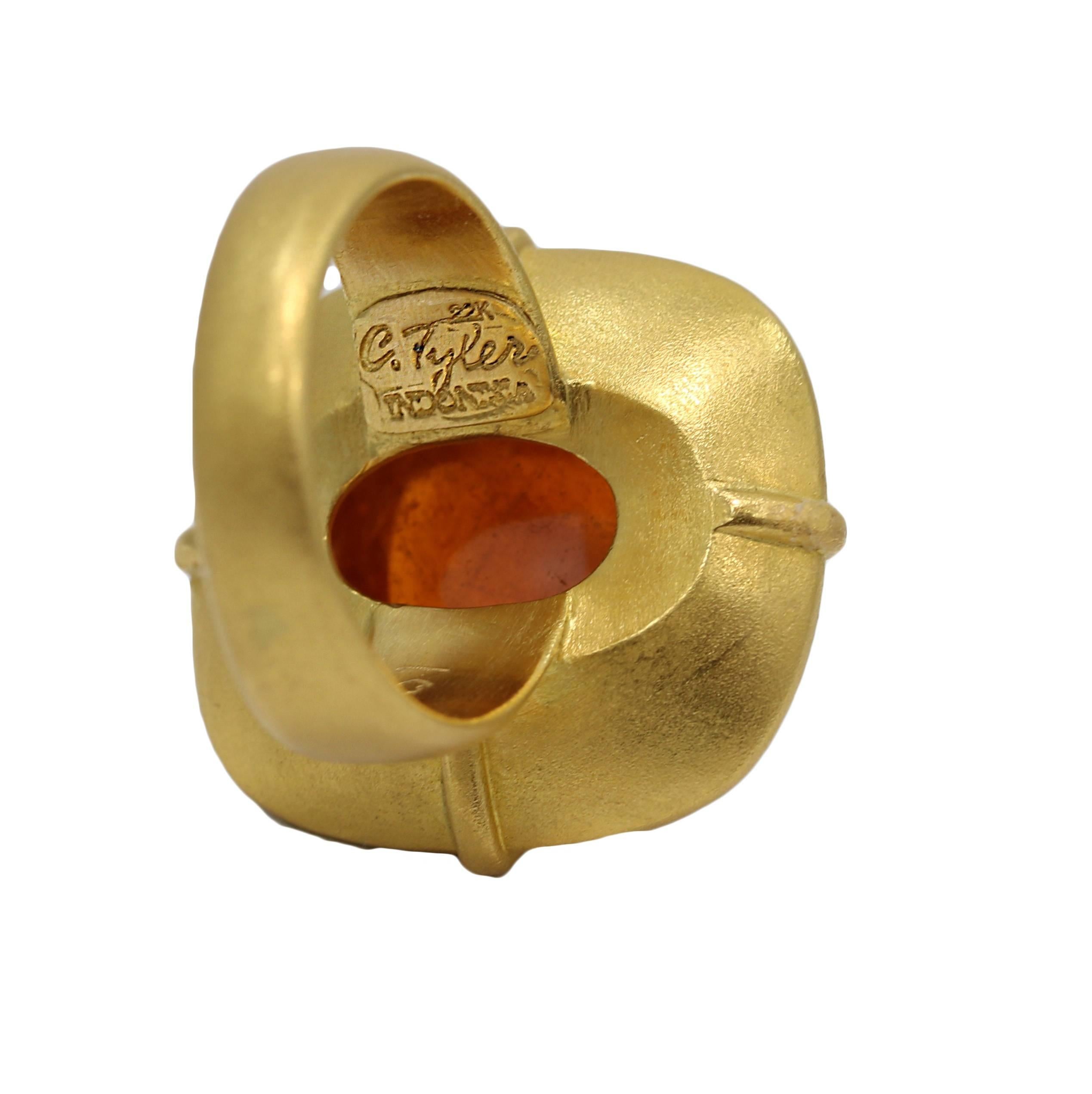 Women's or Men's C Tyler Mandarin Garnet Yellow Gold Ring For Sale
