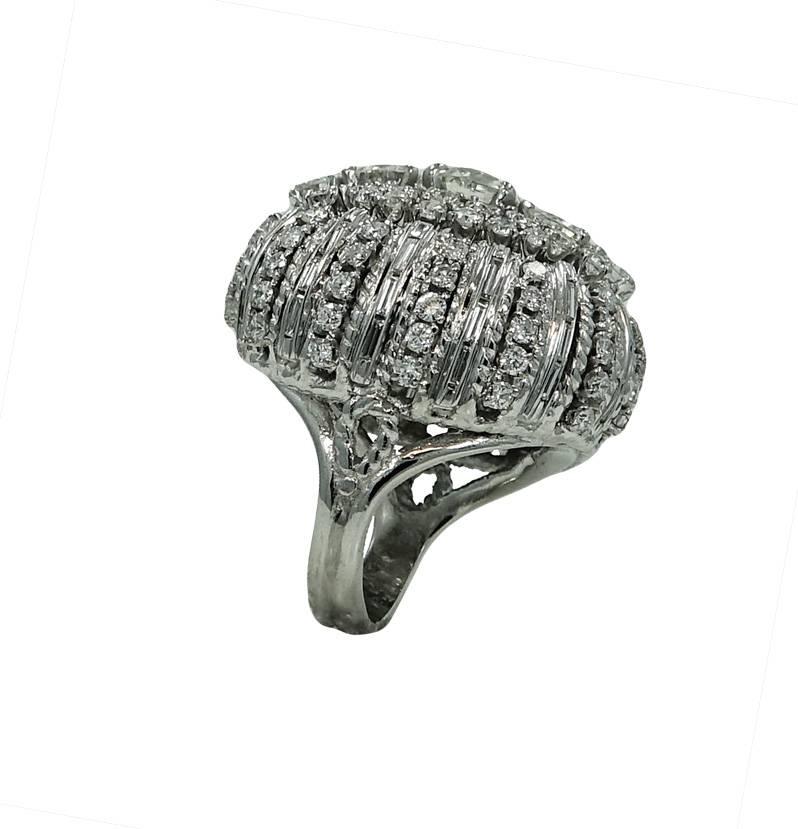 Old European Cut Diamond Platinum Ring In Excellent Condition For Sale In Naples, FL