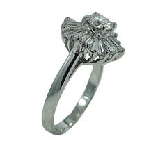 Round Brilliant and Baguette Diamond Engagement Ring