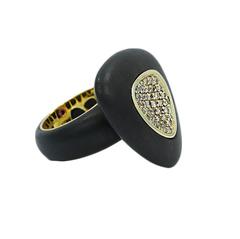 Roberto Coin Silver Capri Plus Ebony Wood and Diamond Ring