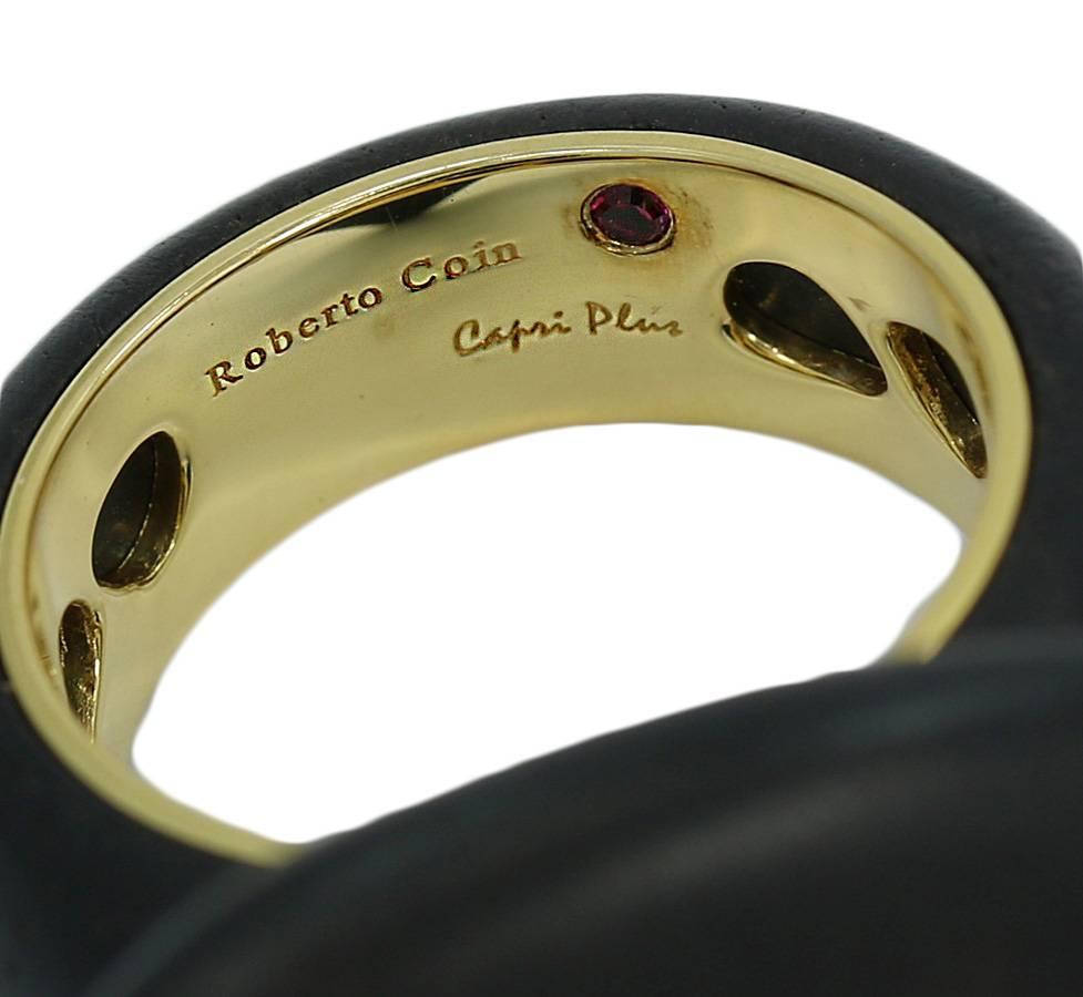 Women's Roberto Coin Silver Capri Plus Ebony Wood and Diamond Ring For Sale