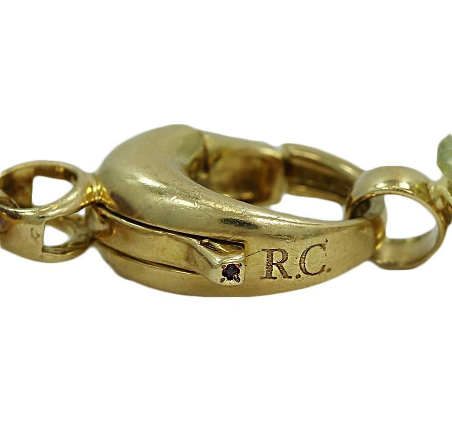Roberto Coin 18K Yellow Gold Ipanema Bracelet with 8 semi precious colored stones. It measures 7 inches in length and weighs a total of 30.8 grams.The bracelet has the Roberto Coin Signature and is in excellent condition.