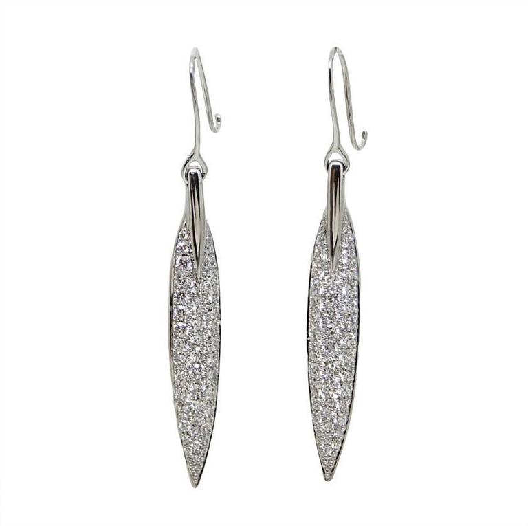 Diamond White Gold Dangle Earrings For Sale at 1stdibs