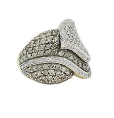 Champagne and White Diamond Yellow Gold Ring