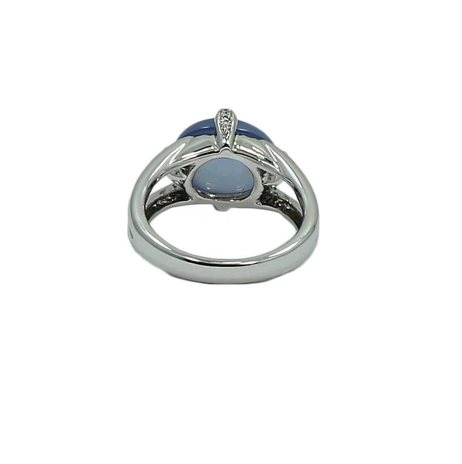 Chalcedony Diamond White Gold Ring In Excellent Condition For Sale In Naples, FL