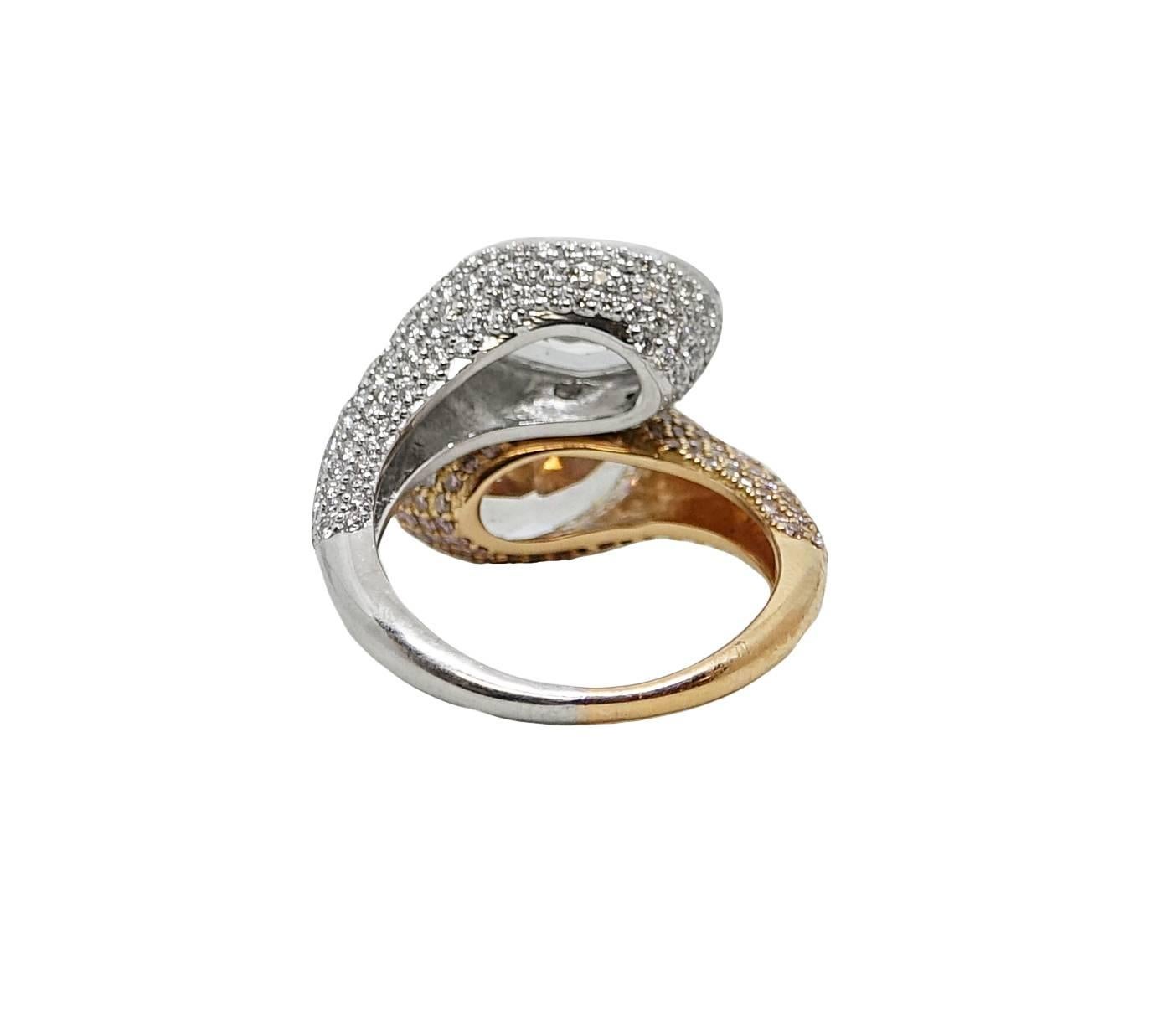6.22 Carat Oval and Round Diamond Rose Gold and Platinum Ring In Excellent Condition For Sale In Naples, FL
