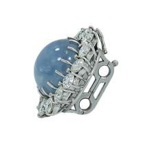 Blue Star Sapphire and Diamond White Gold Pendant Enhancer