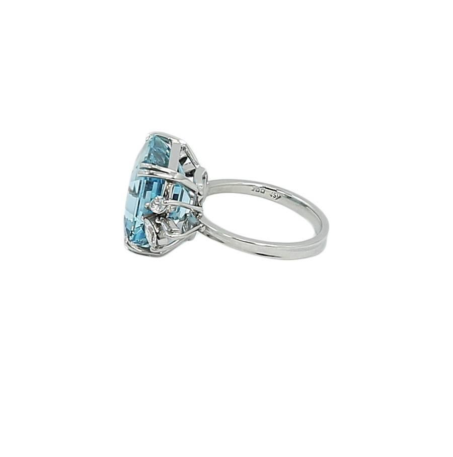 7.00 Carat Aquamarine Diamond White Gold Ring In Excellent Condition In Naples, FL