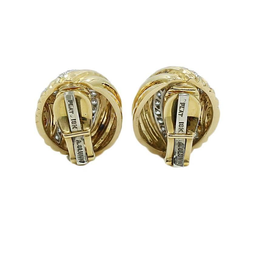 Andrew Clunn Diamond Dome Earrings In Excellent Condition For Sale In Naples, FL