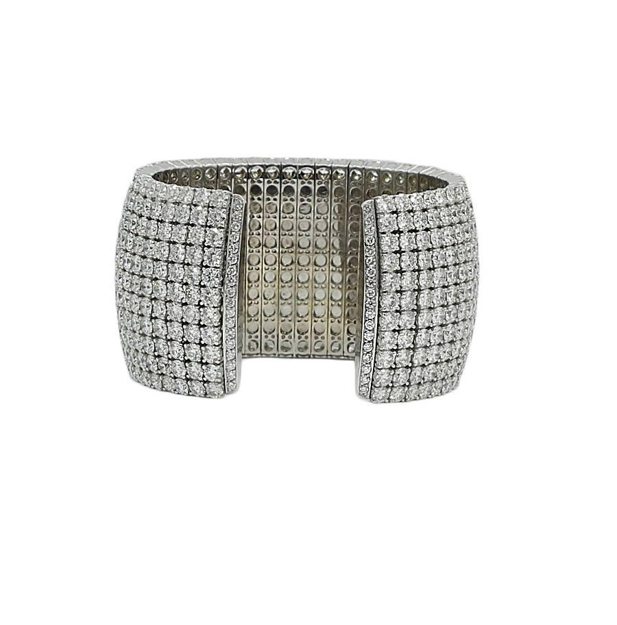 Norman Silverman 11 Row 80.35 Carat Diamond White Gold Cuff In New Condition For Sale In Naples, FL