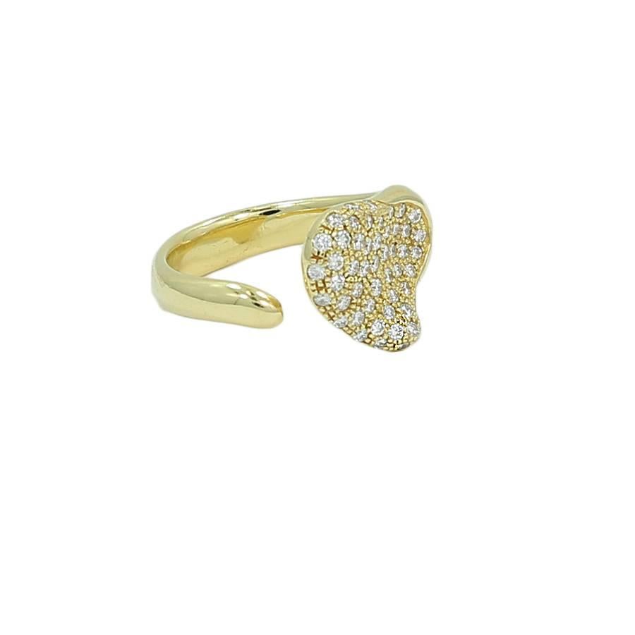 Tiffany & Co Elsa Peretti 18k yellow gold diamond pave heart ring. The 52 diamonds weigh approximately .52 carats total weight. The ring sits at a size 7.25 and weighs a total of 9.3 grams.