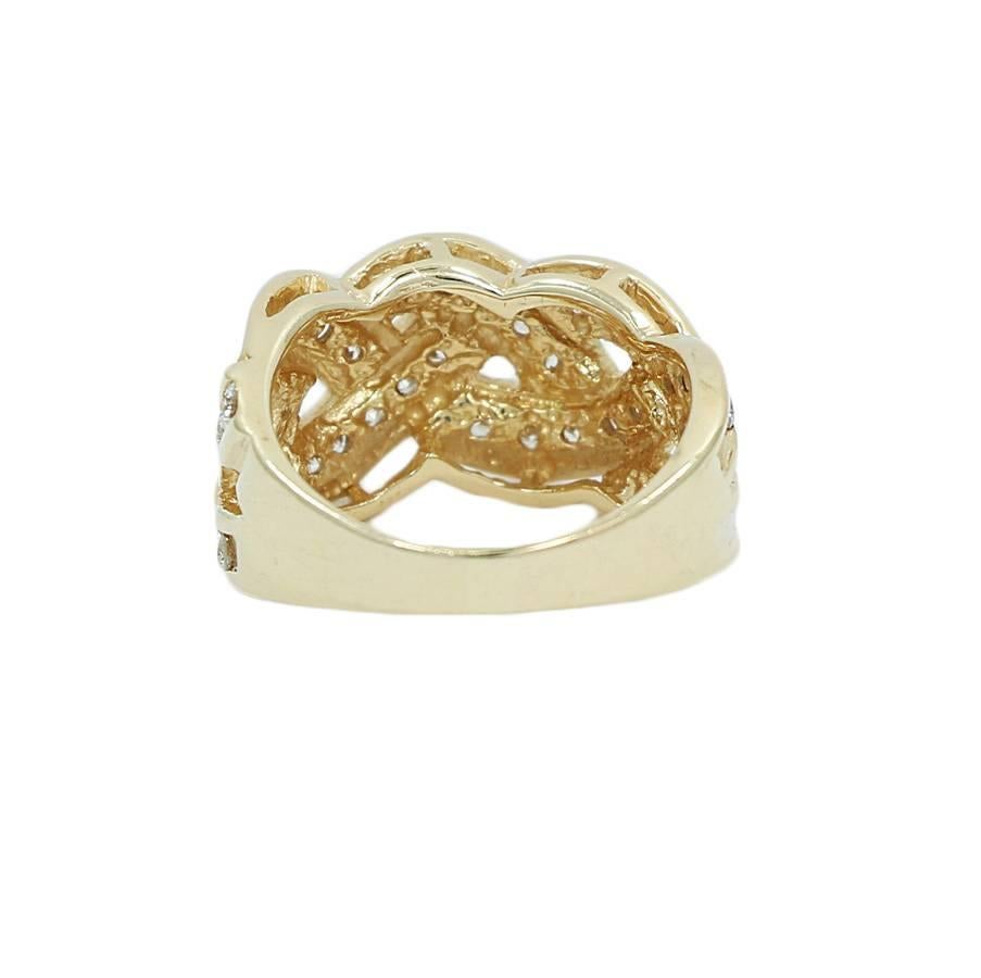 1.50 Carat Diamond Braided Style Yellow Gold Ring In Excellent Condition For Sale In Naples, FL