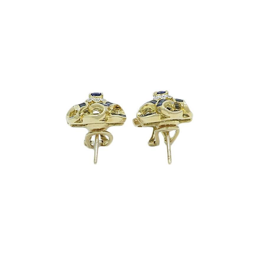 Bellarri Sapphire and Diamond Yellow Gold Earrings In Excellent Condition For Sale In Naples, FL