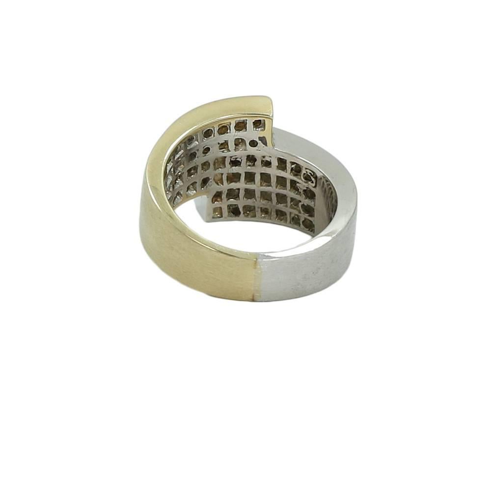 Women's 2.77 Carat Invisible Set Diamond Yellow and White Gold Ring For Sale