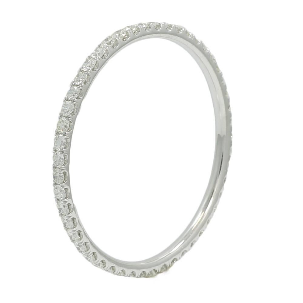 Round Cut 13.27 Carat Total Weight White Gold Eternity Bangle Bracelet For Sale