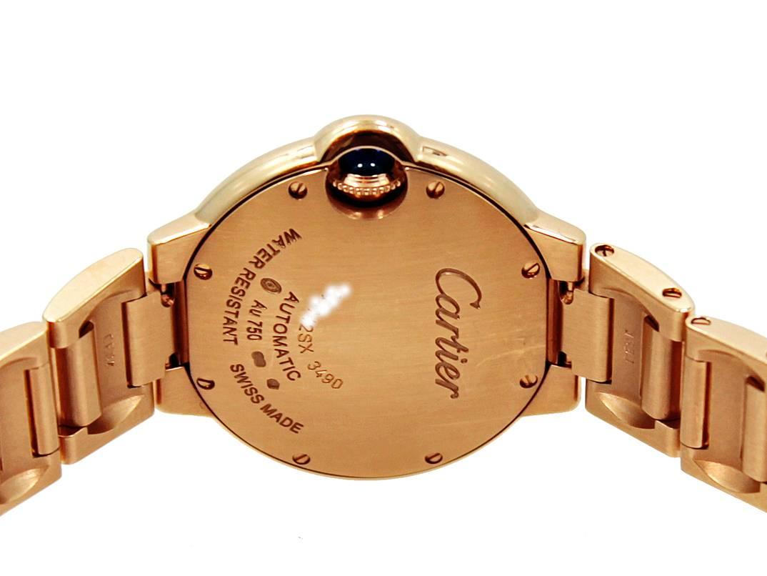 Cartier Rose Gold Diamond Bezel Ballon Bleu Automatic Wristwatch Ref W902034 For Sale 1