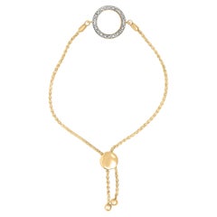 Gold Vermeil Diamond Accent Circle Lariat Bolo Bracelet