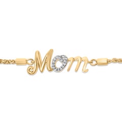 Gold Vermeil Diamond Accent "MOM" Lariat Bolo Bracelet