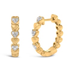 Gold Vermeil Diamond Accent Mini Heart Hoop Earring