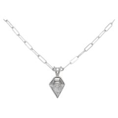 14K White Gold Necklace with Custom Cut 1/2 ct Diamond Pendant on 16" Specialty