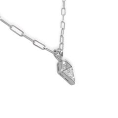 14K White Gold Necklace with Custom Cut 1/2 ct Diamond Pendant on 16" Specialty