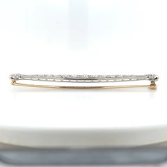 14K & Platinum 1ct tw Art Deco Brooch Bar Pin with 15 Diamonds measuring 3" long