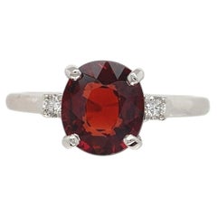 Platinum 2.34 carat Spessartine Garnet and Diamond Ring Size 7