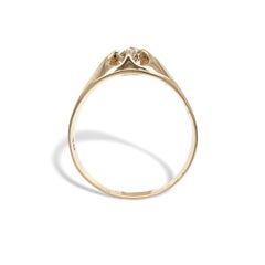 14K Yellow Gold Men's Ring with .53ct European Cut Diamond in Belcher Setting