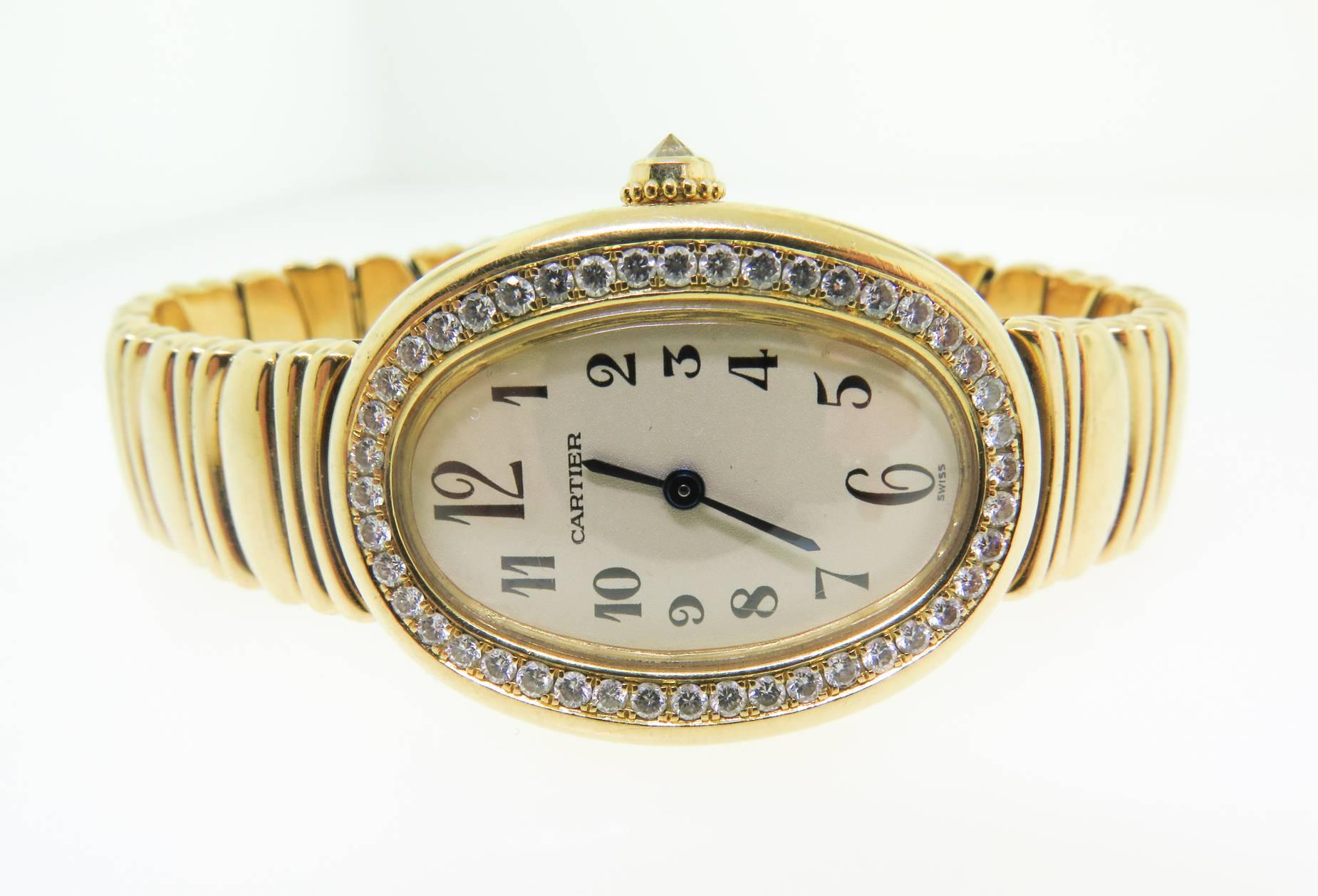 Men's Cartier Lady's Yellow Gold Baignoire Wristwatch