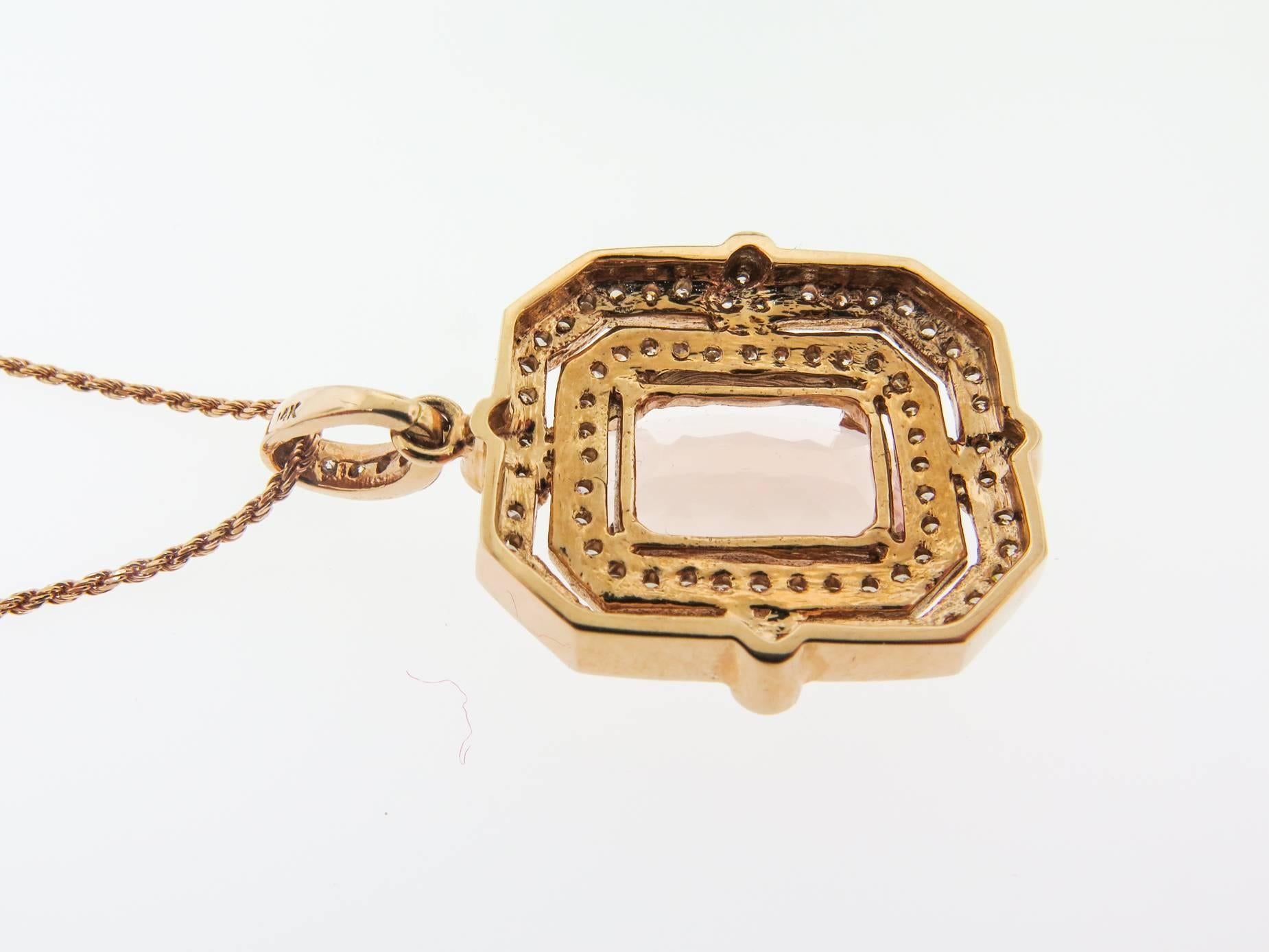 Women's Morganite Diamond Rose Gold Necklace