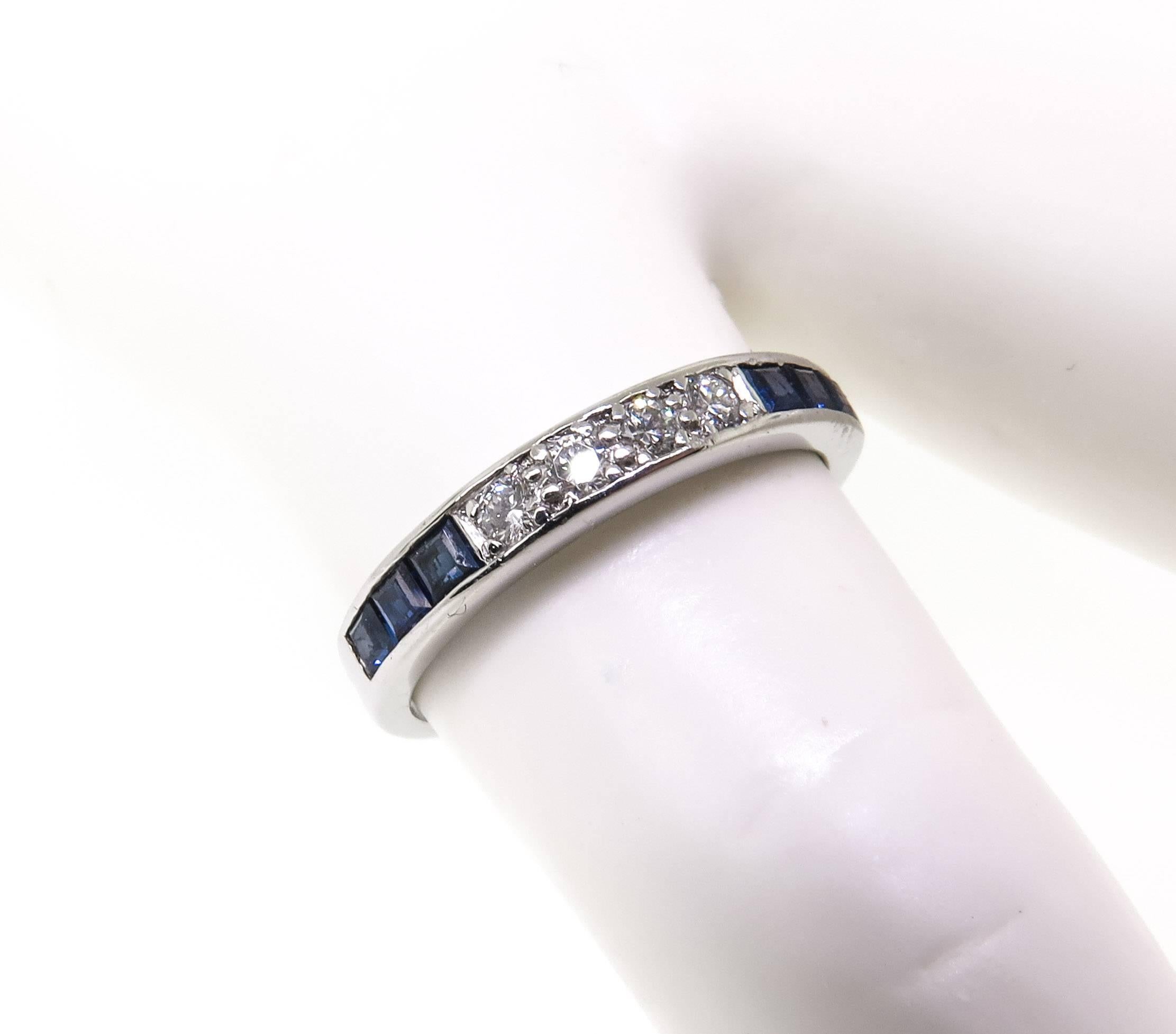 Tiffany & Co. Sapphire Diamond Platinum Eternity Band Ring 3