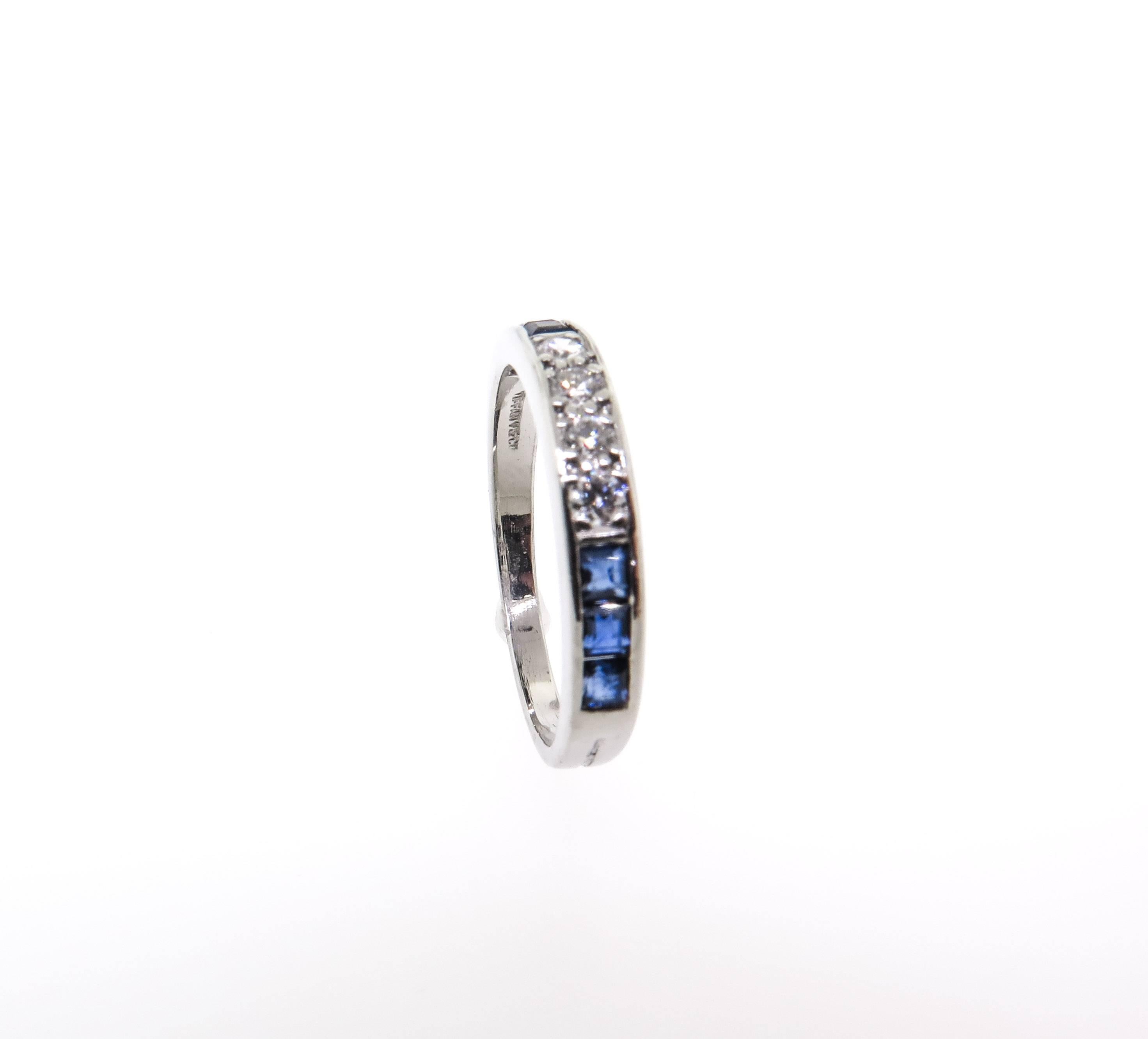 Tiffany & Co. Sapphire Diamond Platinum Eternity Band Ring 1