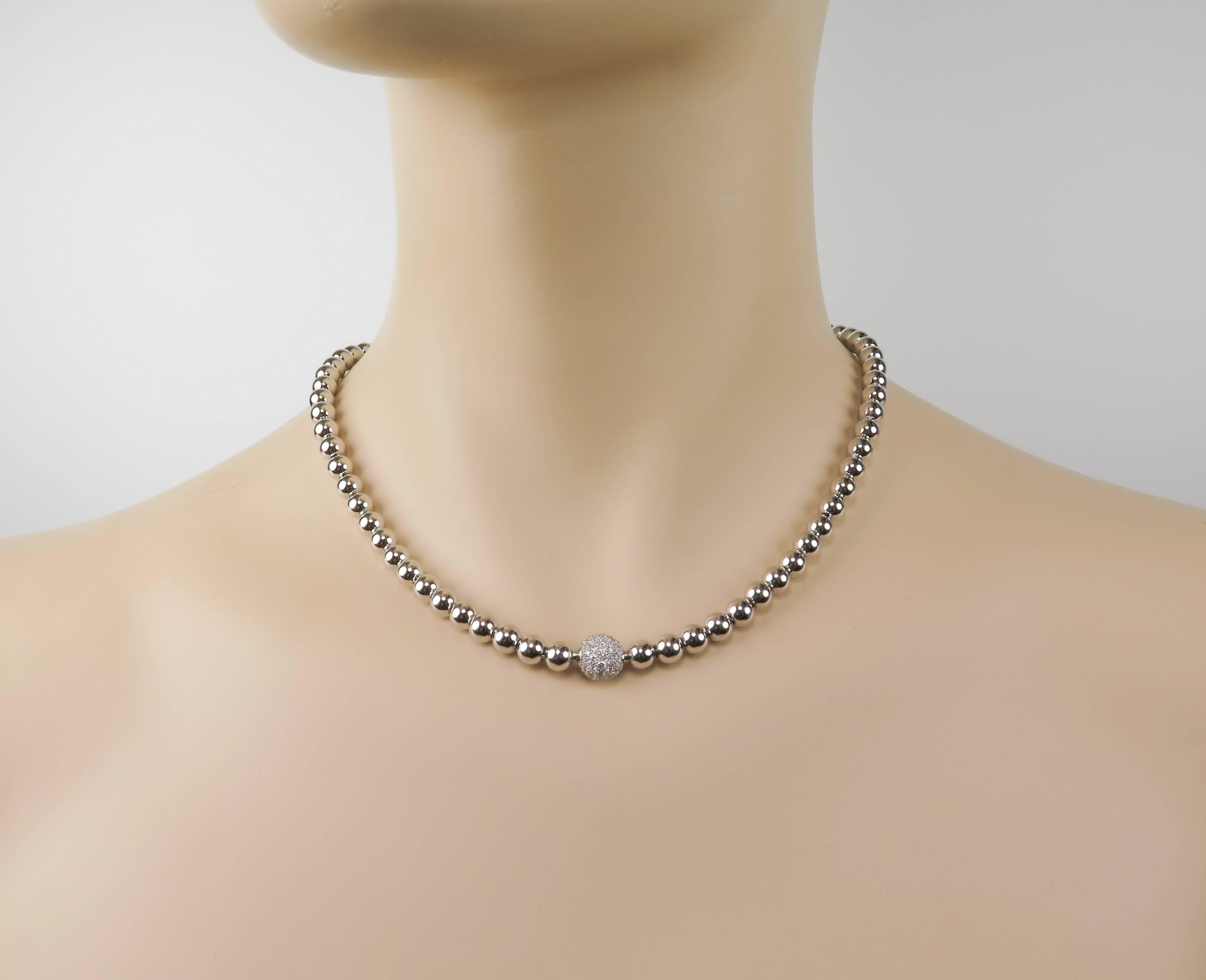 Women's Gold Necklace with Diamond Pave Center