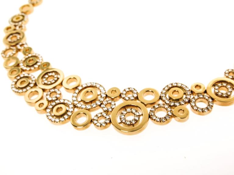 Diamond Circles Rose Gold Necklace at 1stDibs