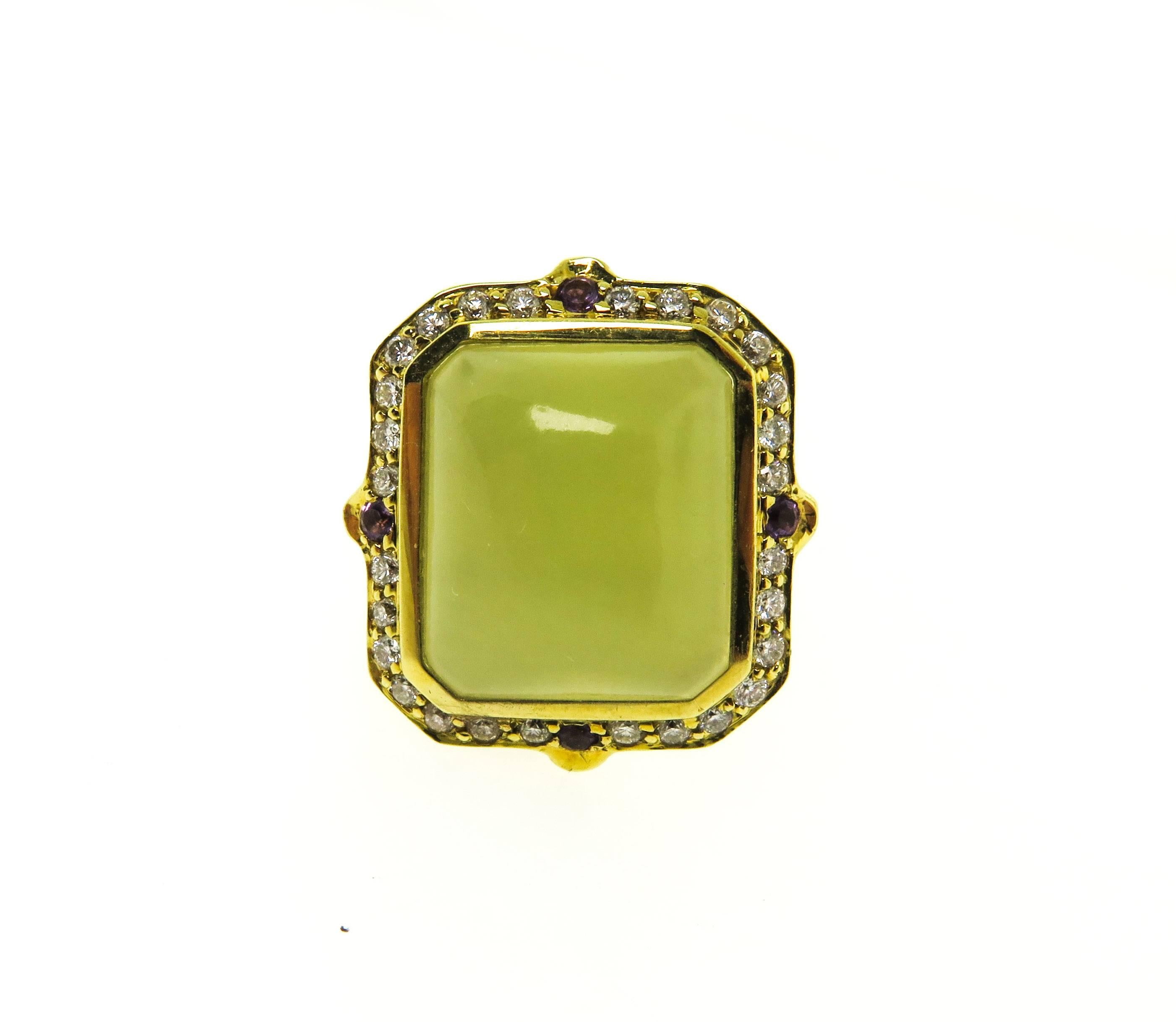 Green Beryl Gold Ring