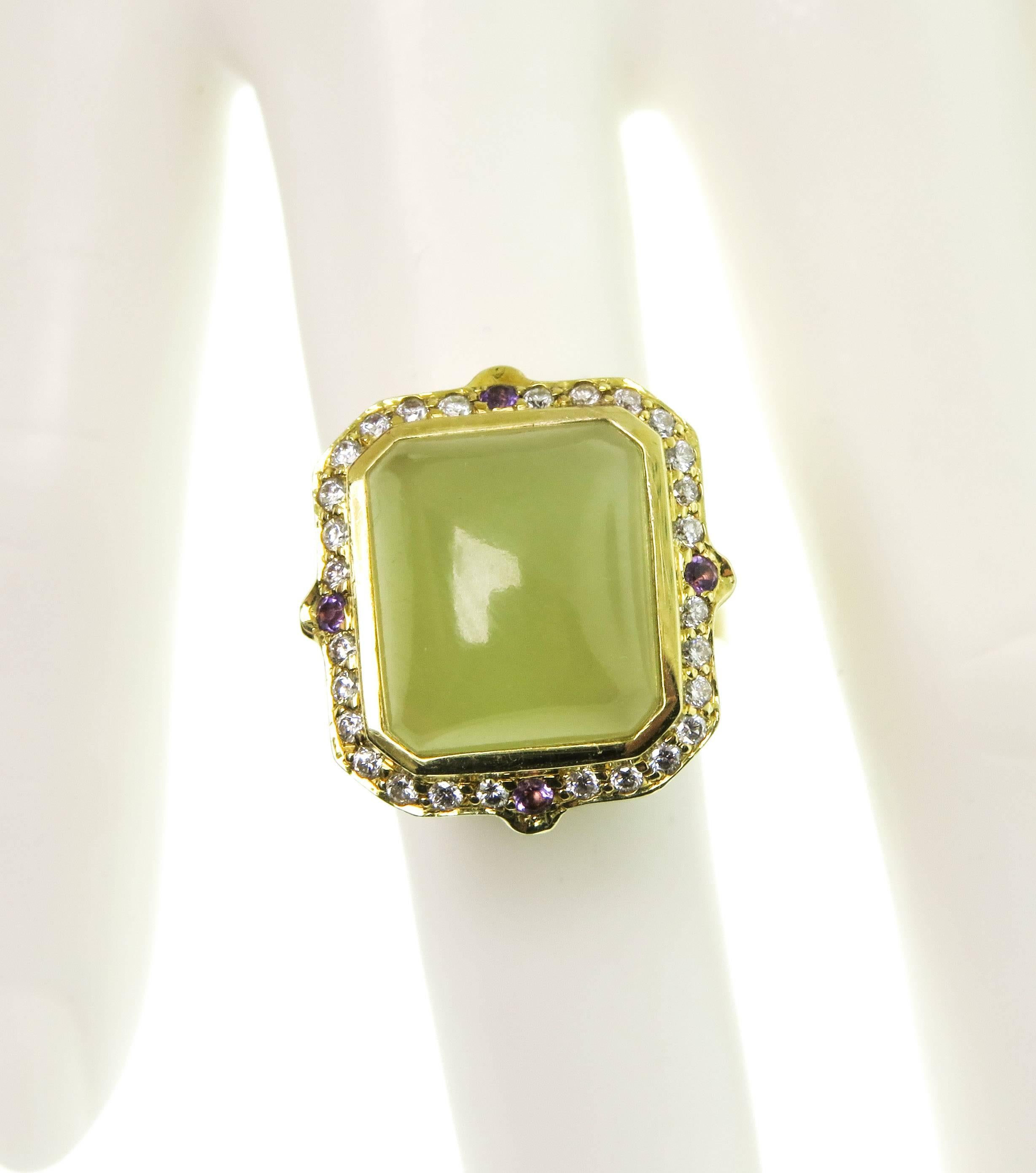 Green Beryl Gold Ring In New Condition In Greenwich, CT