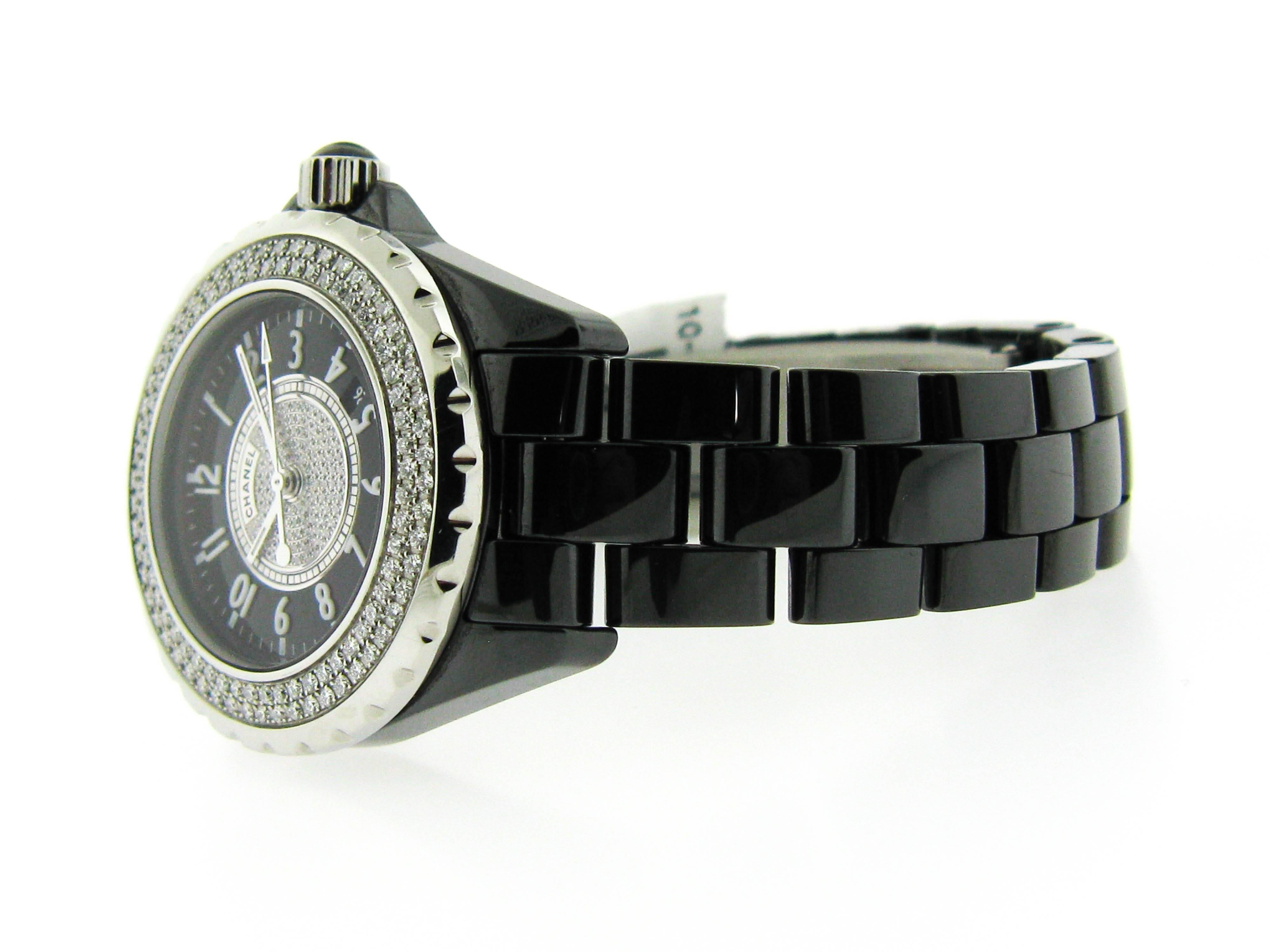 Modern Chanel Black Ceramic Stainless Steel Bezel Quartz Wristwatch