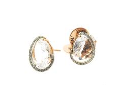Rose Quartz and Diamond Stud Earrings by Brumani